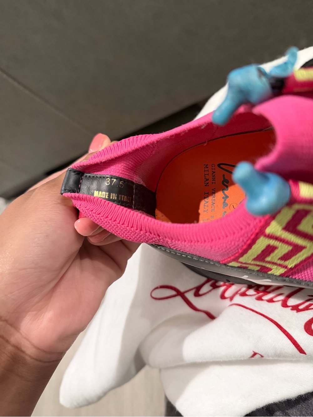 Versace Pink & Neon Green Women's Chunky Sneaker - Picture 4 of 6